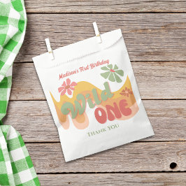 Wild One Retro Rainbow Daisy Verjaardag Dank u Bedankzakje