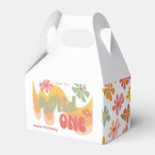 Wild One Retro Regenboog Daisy 1e Verjaardag Bedankdoosjes (Voorkant Zijde)