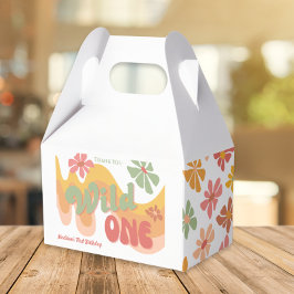 Wild One Retro Regenboog Daisy 1e Verjaardag Bedankdoosjes