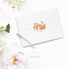 Wild One Retro Regenboog Daisy Eerste Verjaardag Ronde Sticker