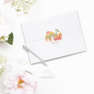Wild One Retro Regenboog Daisy Eerste Verjaardag Ronde Sticker