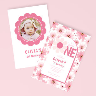 Wild One Roze Daisy Verjaardagsfoto Kaart