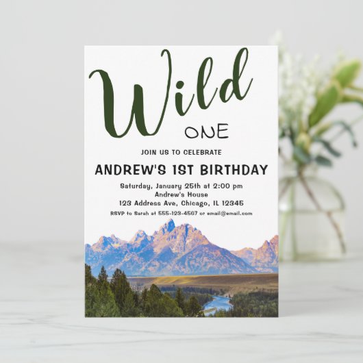 Wild One Rustic Berg 1e Verjaardag Kaart (Staand voorkant)