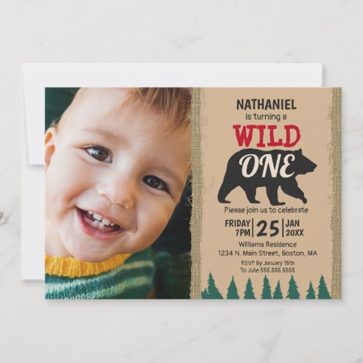 Wild One Rustic Black Beer Buffalo Pset Photo Kaart (Voorkant)