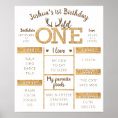 Wild One Rustic Deer Antler 1ste verjaardag Poster (Voorkant)