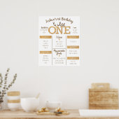 Wild One Rustic Deer Antler 1ste verjaardag Poster (Keuken)
