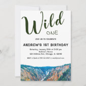 Wild One Rustic Mountain Waterfall 1st Birthday Kaart (Voorkant)