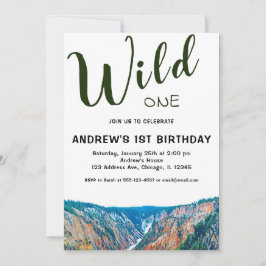Wild One Rustic Mountain Waterfall 1st Birthday Kaart