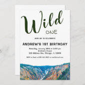 Wild One Rustic Mountain Waterfall 1st Birthday Kaart (Voorkant / Achterkant)