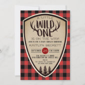 Wild One Rustic Pset Lumberjack Baby shower Kaart (Voorkant)