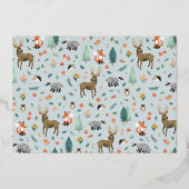 Wild One Rustic Woodland Animals 1e verjaardag Folie Uitnodiging (Achterkant)