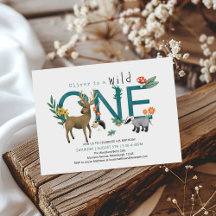 Wild One Rustic Woodland Animals 1e verjaardag