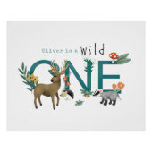 Wild One Rustic Woodland Animals 1st Verjaardag Te Perfect Poster (Voorkant)