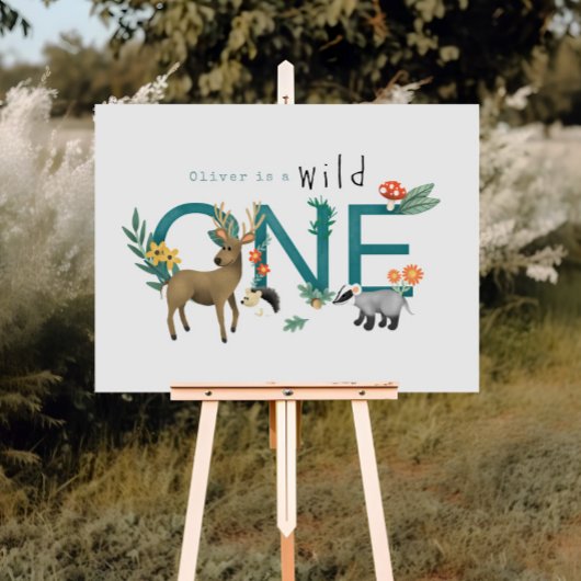 Wild One Rustic Woodland Animals 1st Verjaardag Te Perfect Poster