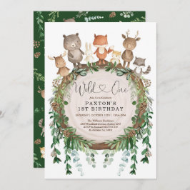 Wild One Rustic Woodland Forest Dieren Verjaardag Kaart