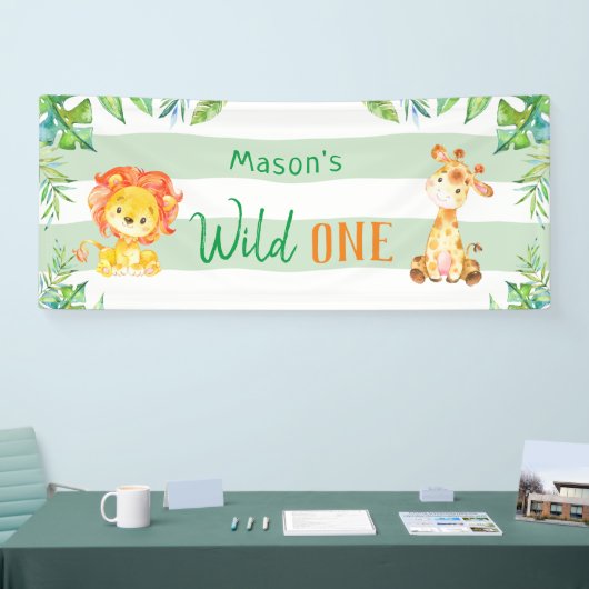 Wild One Safari 1e Oerwoud Boys Birthday Spandoek (Beurs)