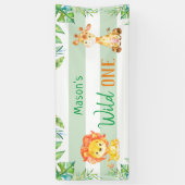 Wild One Safari 1e Oerwoud Boys Birthday Spandoek (Verticaal)