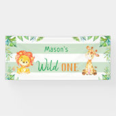 Wild One Safari 1e Oerwoud Boys Birthday Spandoek (Horizontaal)