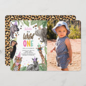 Wild One Safari 1e Verjaardag Foto Kaart (Voorkant / Achterkant)