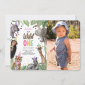 Wild One Safari 1e Verjaardag Foto Kaart (Voorkant)