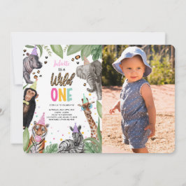 Wild One Safari 1e Verjaardag Foto Kaart