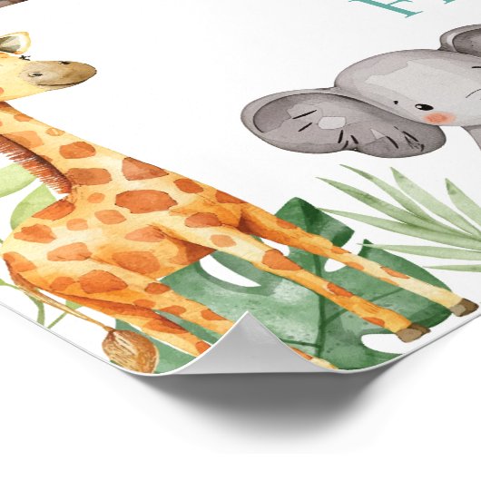 Wild One Safari 1e Verjaardag Mijlpaal teken Poster (Hoek)