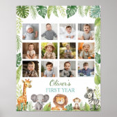 Wild One Safari 1e Verjaardag Mijlpaal teken Poster (Voorkant)