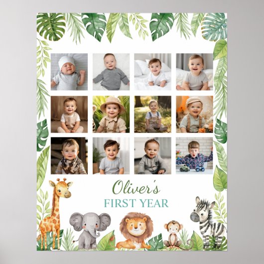 Wild One Safari 1e Verjaardag Mijlpaal teken Poster (Voorkant)