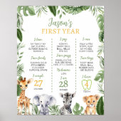 Wild One Safari 1e Verjaardag Mijlpaal teken Poster (Voorkant)