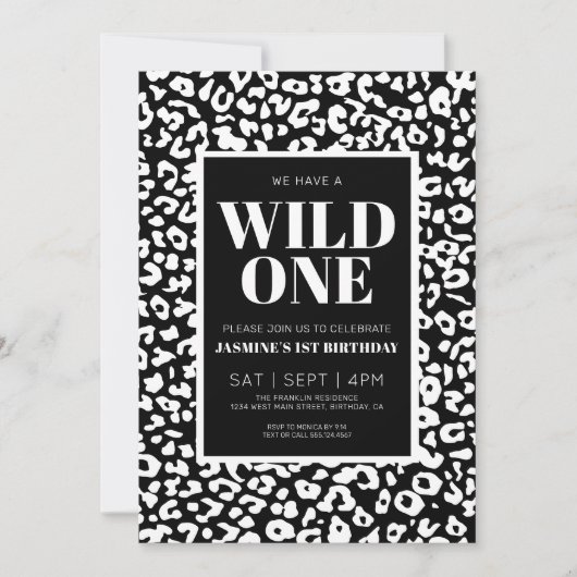 Wild One Safari 1e verjaardag uitnodiging (Voorkant)