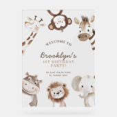 Wild One Safari 1e verjaardag Welkom Acryl Teken Acryl Bord (Voorkant)