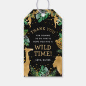 Wild One Safari 1st Birthday Green Gold Black Cadeaulabel (Voorkant)