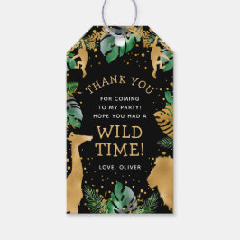 Wild One Safari 1st Birthday Green Gold Black Cadeaulabel
