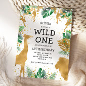 Wild One Safari 1st Birthday Green Gold Black Kaart