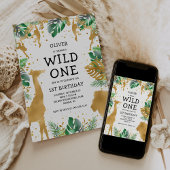 Wild One Safari 1st Birthday Green Gold Black Kaart