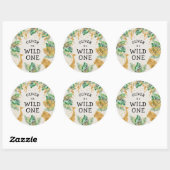 Wild One Safari 1st Birthday Green Gold Ecru Ronde Sticker (Vel)
