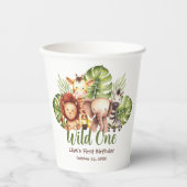 Wild One Safari 1st Birthday Oerwoud Animals Papieren Bekers (Voorkant)