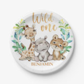 Wild One Safari 1st Birthday Paper Bord (Voorkant)
