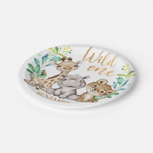 Wild One Safari 1st Birthday Paper Bord (Gekanteld)