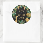 Wild One Safari 1st Birthday Party Green Black Ronde Sticker (Tas)