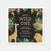 Wild One Safari 1st Birthday Party Green Black Servet (Voorkant)