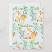 Wild One Safari 1st Birthday Party Invitation Kaart (Achterkant)