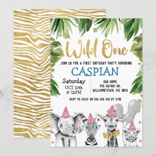 Wild One Safari 1st Birthday Party Kaart