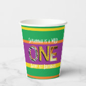 Wild One Safari 1st Birthday Party Kind Papieren Bekers (Achterkant)