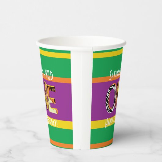 Wild One Safari 1st Birthday Party Kind Papieren Bekers (Rechts)