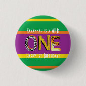 Wild One Safari 1st Birthday Party Kind Ronde Button 3,2 Cm (Voorkant)