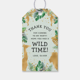 Wild One Safari 1st Birthday Pastel Green Gold Cadeaulabel