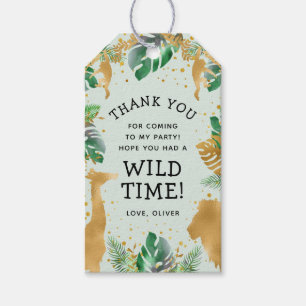 Wild One Safari 1st Birthday Pastel Green Gold Cadeaulabel