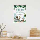 Wild One Safari 1st Birthday Welcome Poster (Keuken)