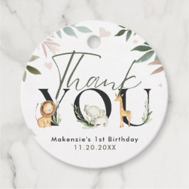 Wild One Safari 1ste verjaardag Bedankjes Labels